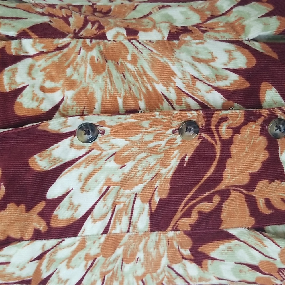 Free People Shasta Print Corduroy Shortsleeve Jumpsuit Floral Back Out Wide Leg - Picture 6 of 17